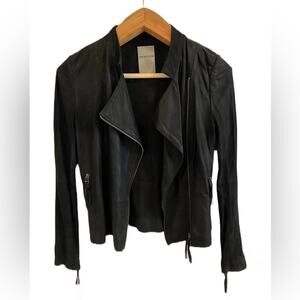 Benedikte Utzon Lightweight Black Leather Moto Jacket Genuine Leather XS